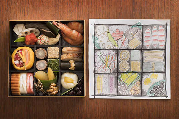 料理の前にラフを描きそれを作った結果。